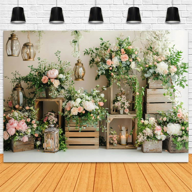 Spring Floral Backdrop Enchanted Boho Floral Lantern Backdrop UK LXX2-58