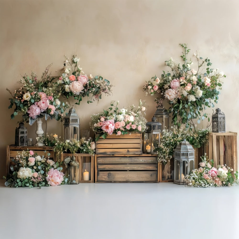 Spring Backdrop Ideas Rustic Charm Wooden Floral Backdrop UK LXX2-59