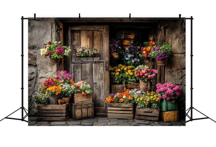 Spring Backdrops Rustic Flower Market Wooden Door Backdrop UK LXX2-63