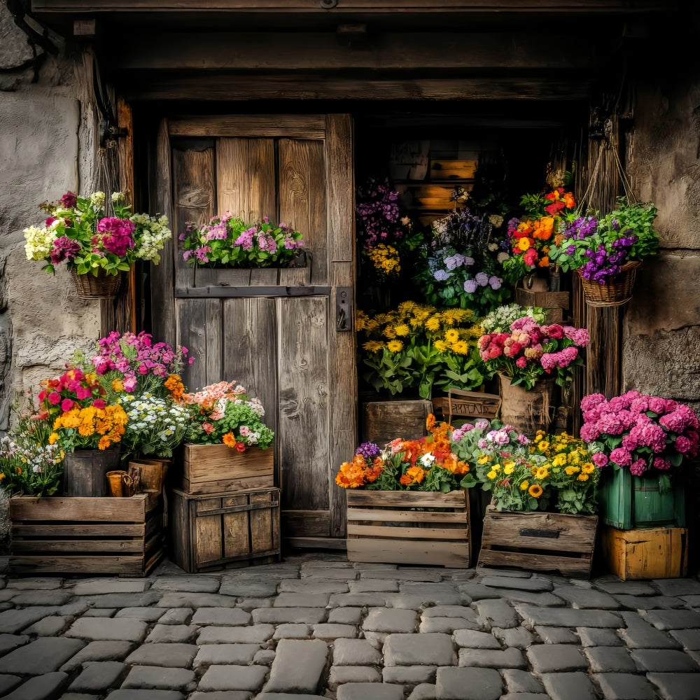 Spring Backdrops Rustic Flower Market Wooden Door Backdrop UK LXX2-63