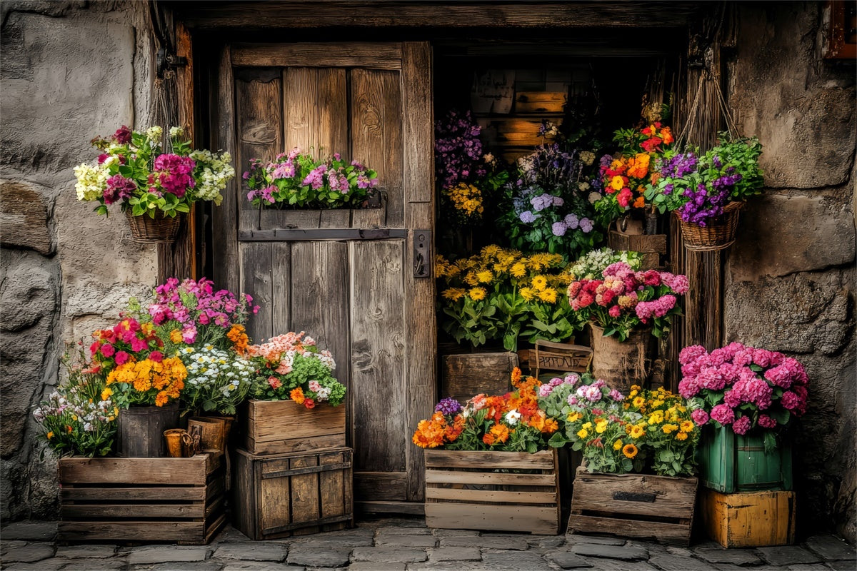 Spring Backdrops Rustic Flower Market Wooden Door Backdrop UK LXX2-63