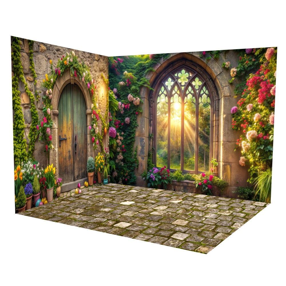 Spring Stone Archway Sunset Glow Backdrop Room Set UK LXX3-14