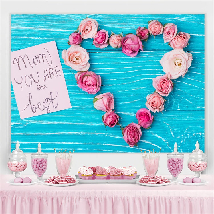 Mothers Day Backdrops Blue Wooden Floral Personalized Backdrop UK LXX3-53