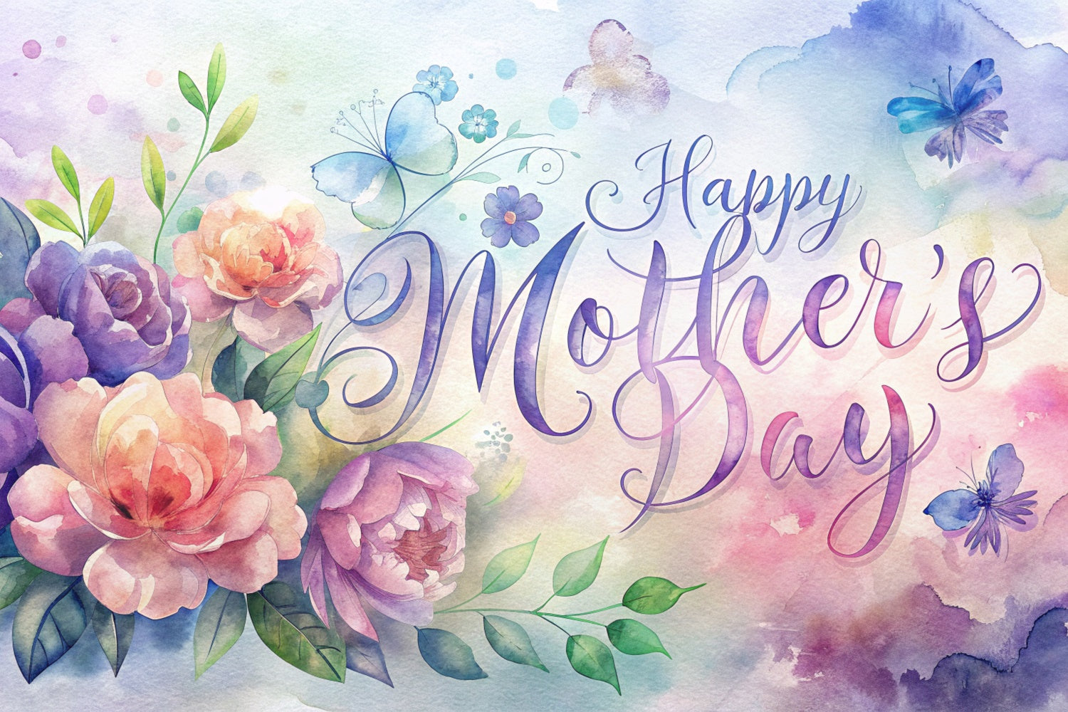 Mother's Day Backdrop Dreamy Watercolor Floral Custom Backdrop UK LXX3-54