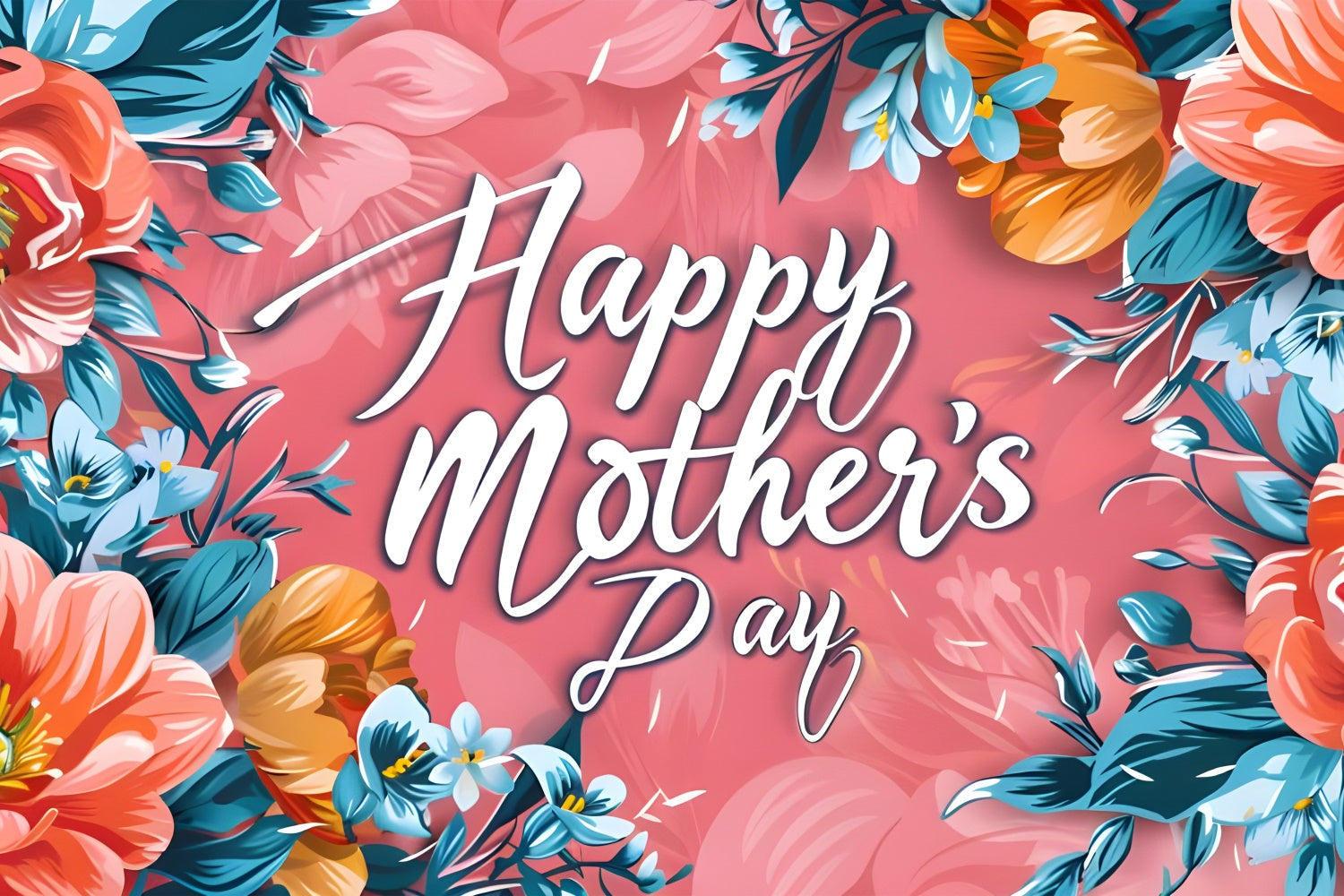 Backdrop For Mothers Day Vibrant Festive Floral Custom Backdrop UK LXX3-55