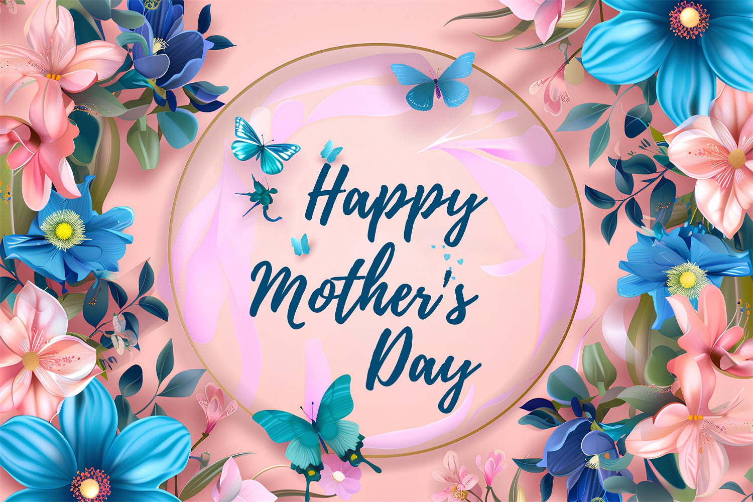 Mothers Day Photo Backdrop Charming Floral Frame Custom Backdrop UK LXX3-56