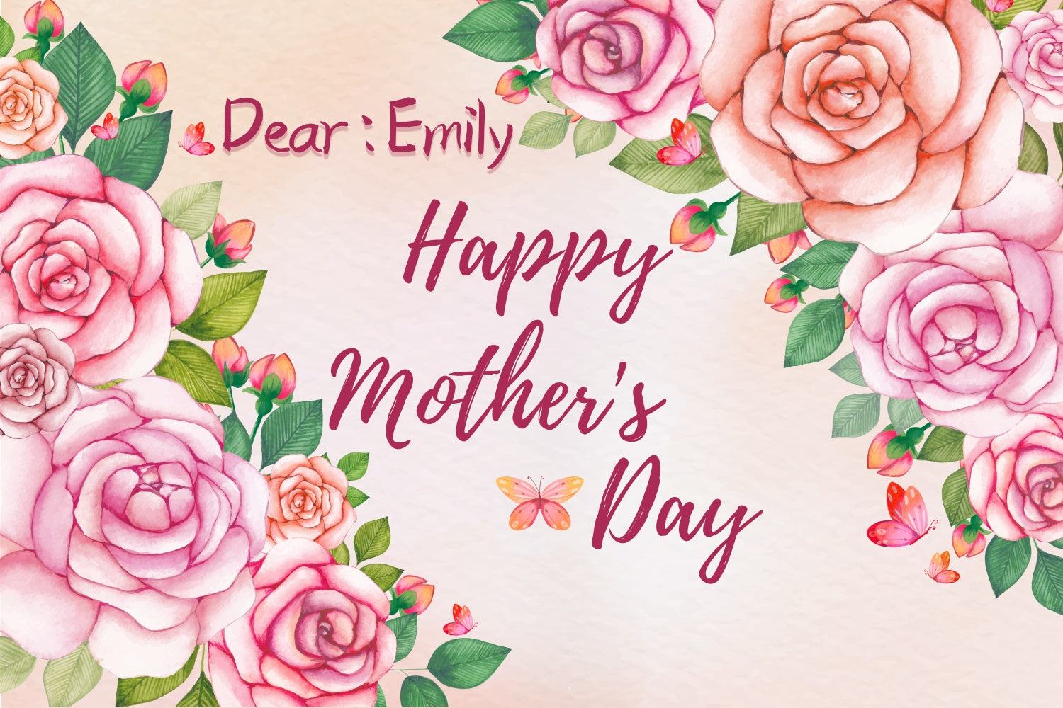 Mother's Day Backdrop Ideas Charming Pink Rose Customized Backdrop UK LXX3-60