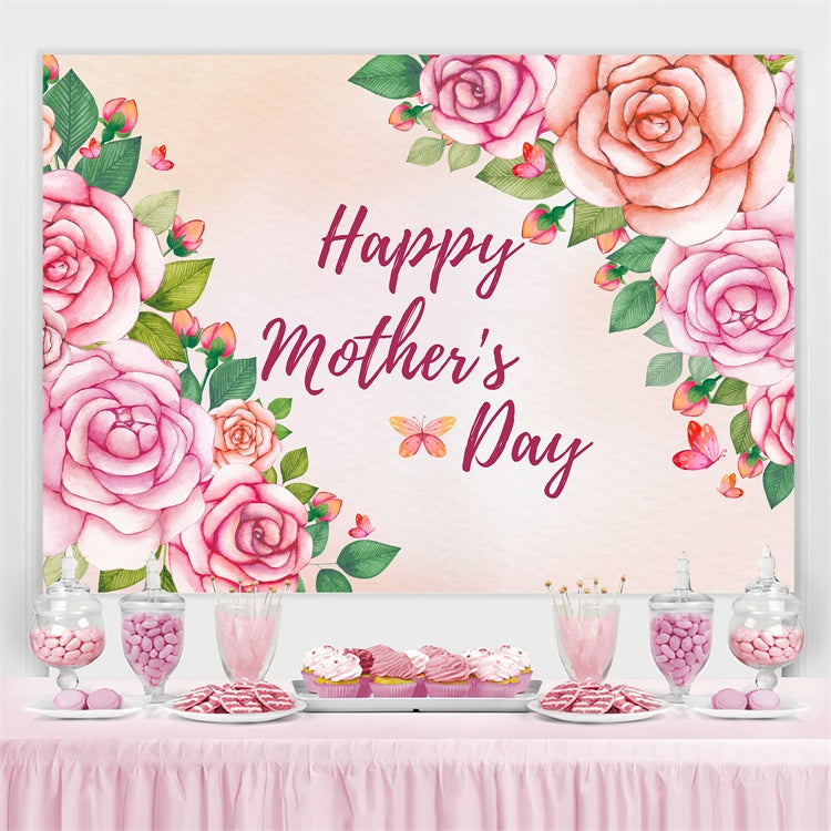 Mother's Day Backdrop Ideas Charming Pink Rose Customized Backdrop UK LXX3-60