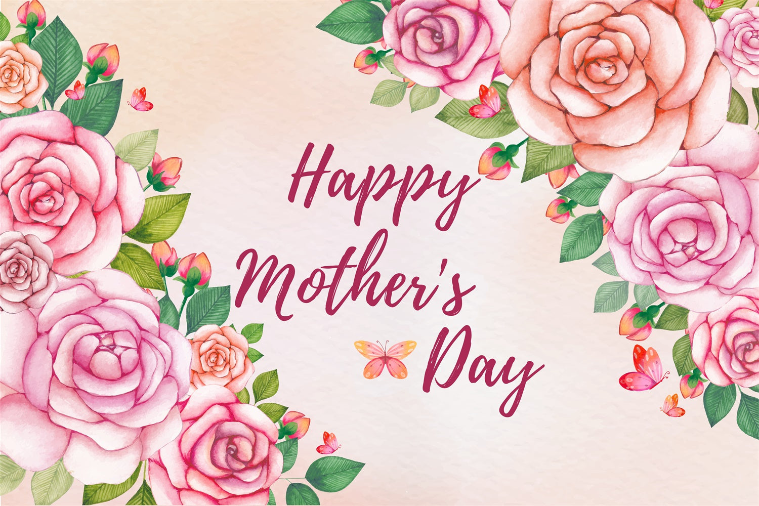 Mother's Day Backdrop Ideas Charming Pink Rose Customized Backdrop UK LXX3-60