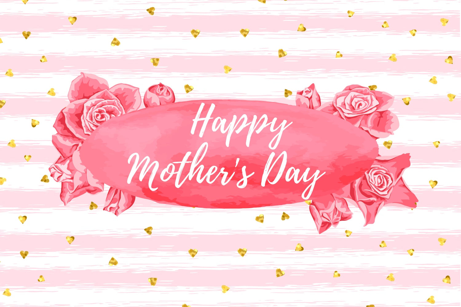 Mother's Day Backdrop Ideas Pink Striped Floral Customized Backdrop UK LXX3-68
