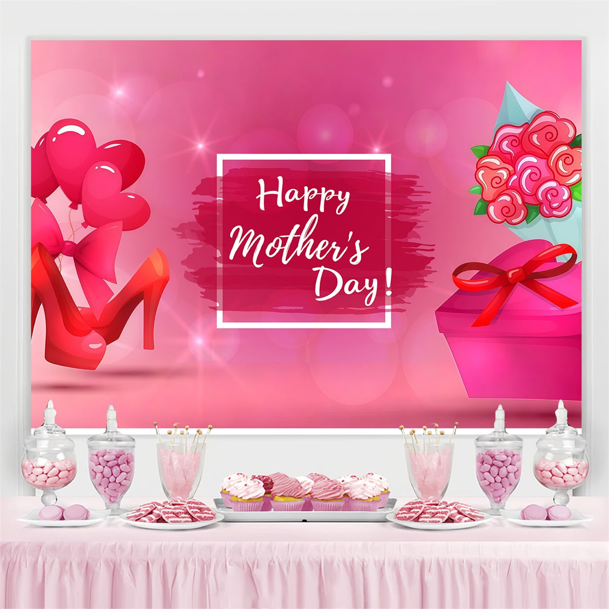 Mothers Day Backdrops Glamorous Red Heels Personalized Backdrop UK LXX3-69