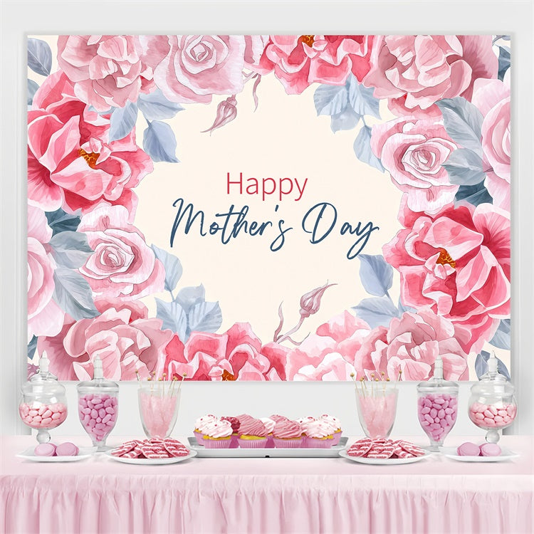 Backdrop For Mothers Day Watercolor Rose Wreath Custom Backdrop UK LXX3-70
