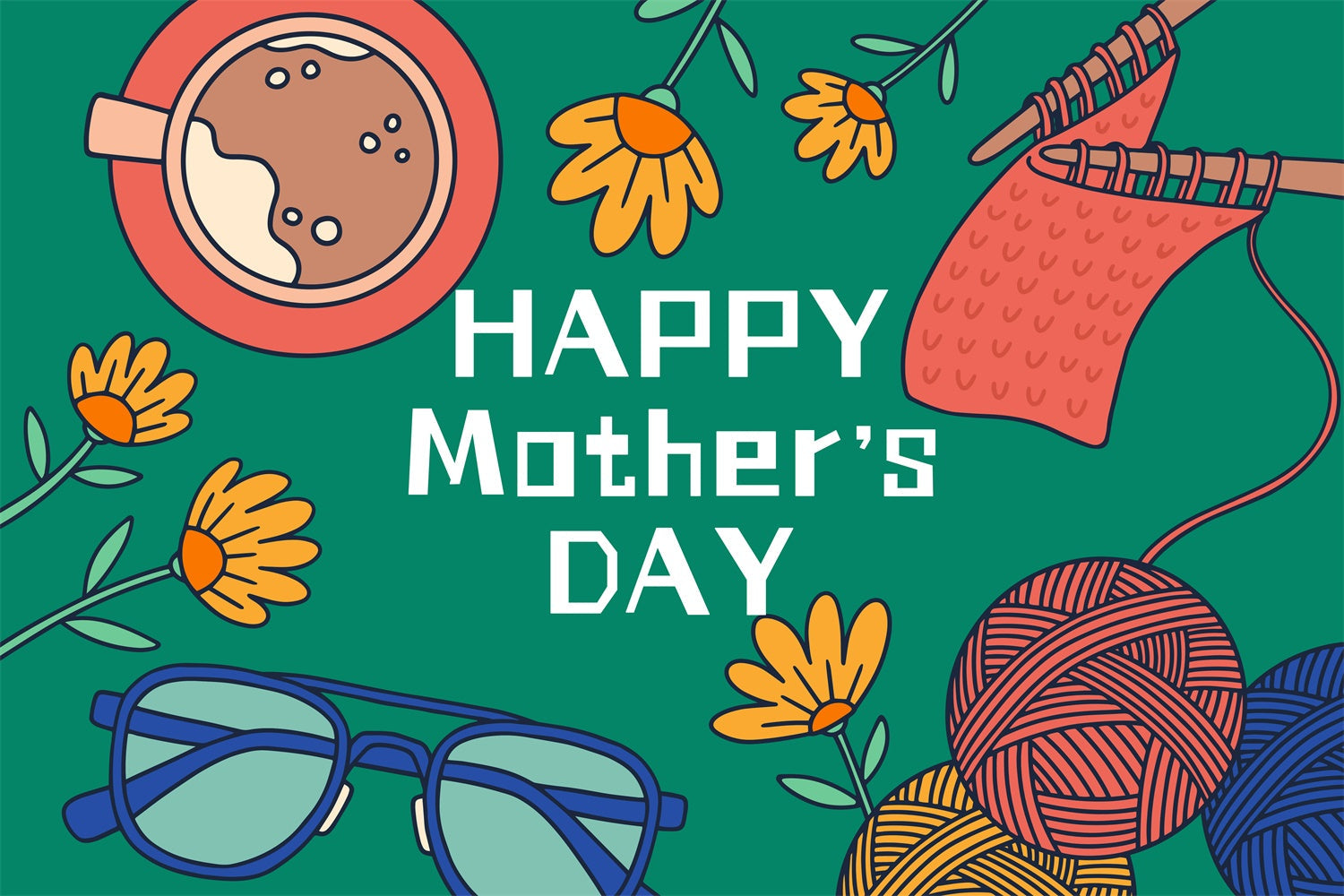 Mothers Day Photo Backdrop Warm Handmade Cartoon Custom Backdrop UK LXX3-71