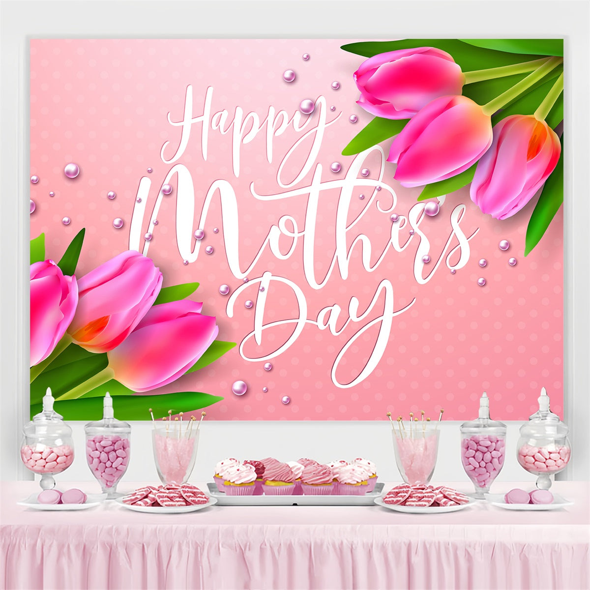 Mother's Day Backdrop Ideas Elegant Blooming Tulip Custom Backdrop UK LXX3-74
