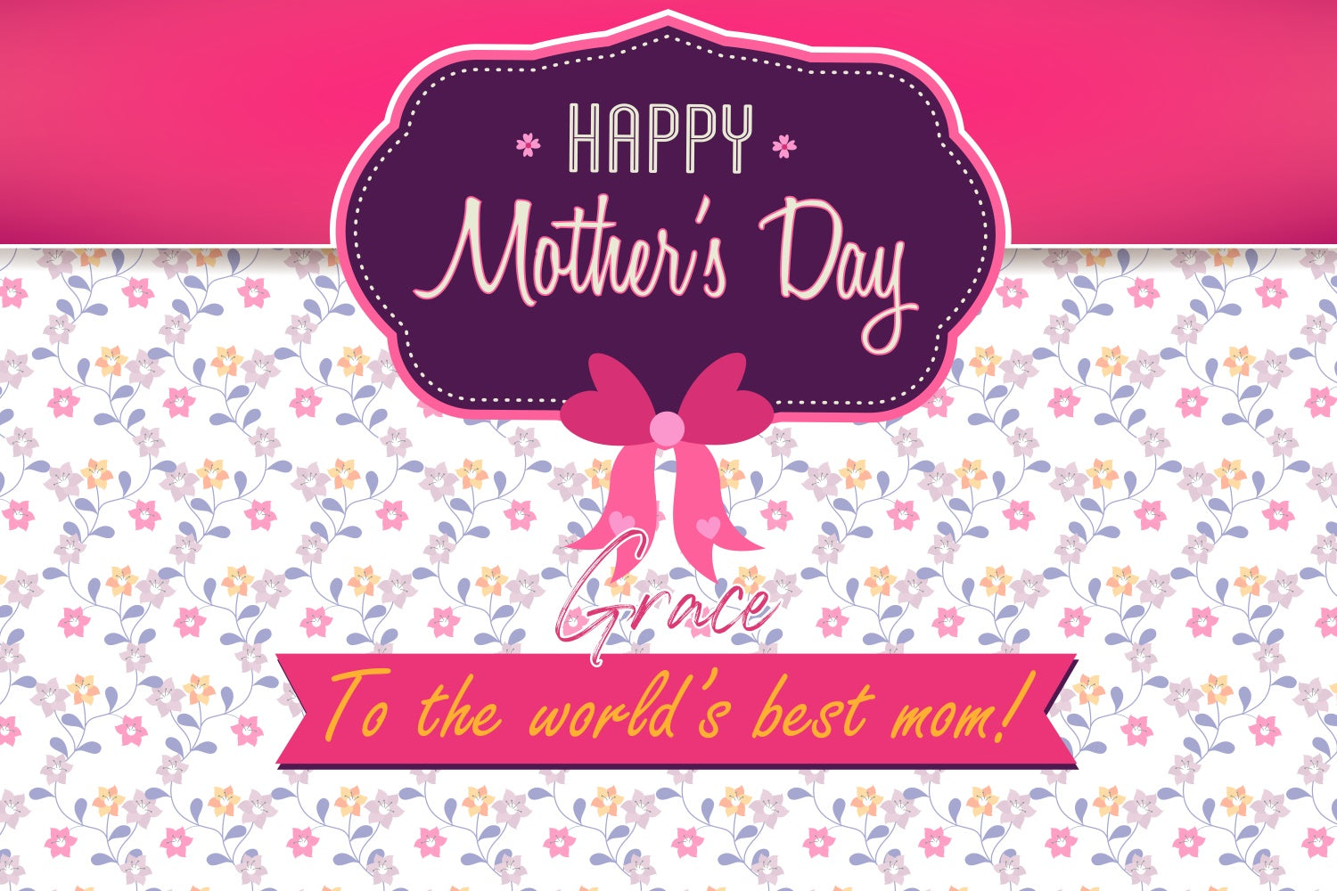 Backdrops For Mother's Day Pink Ribbon Floral Custom Backdrop UK LXX3-76