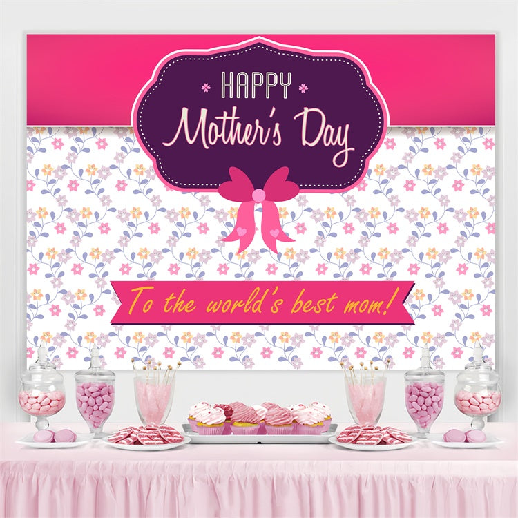 Backdrops For Mother's Day Pink Ribbon Floral Custom Backdrop UK LXX3-76