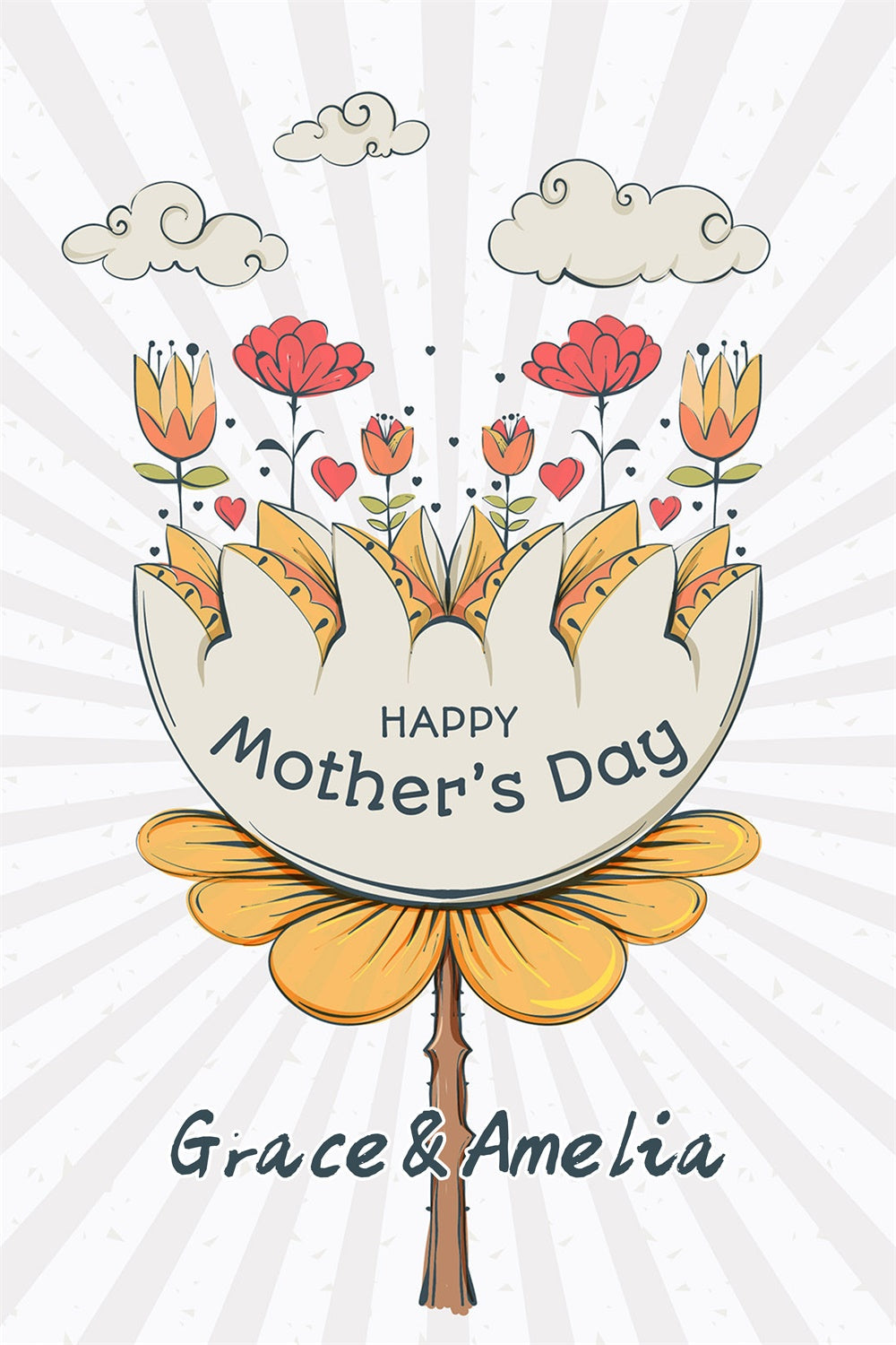 Mother's Day Backdrop Hand-Drawn Floral Personalized Backdrop UK LXX3-77