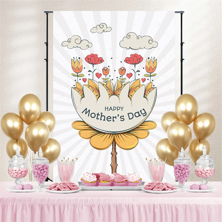 Mother's Day Backdrop Hand-Drawn Floral Personalized Backdrop UK LXX3-77