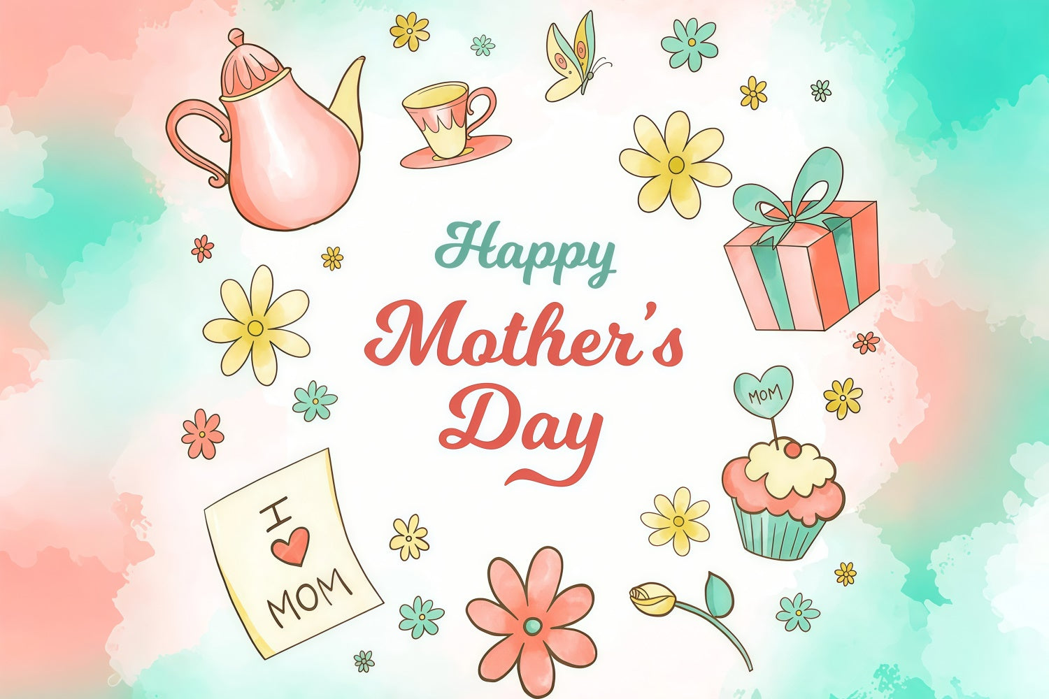 Backdrop For Mothers Day Graceful Gift Flower Custom Backdrop UK LXX3-79