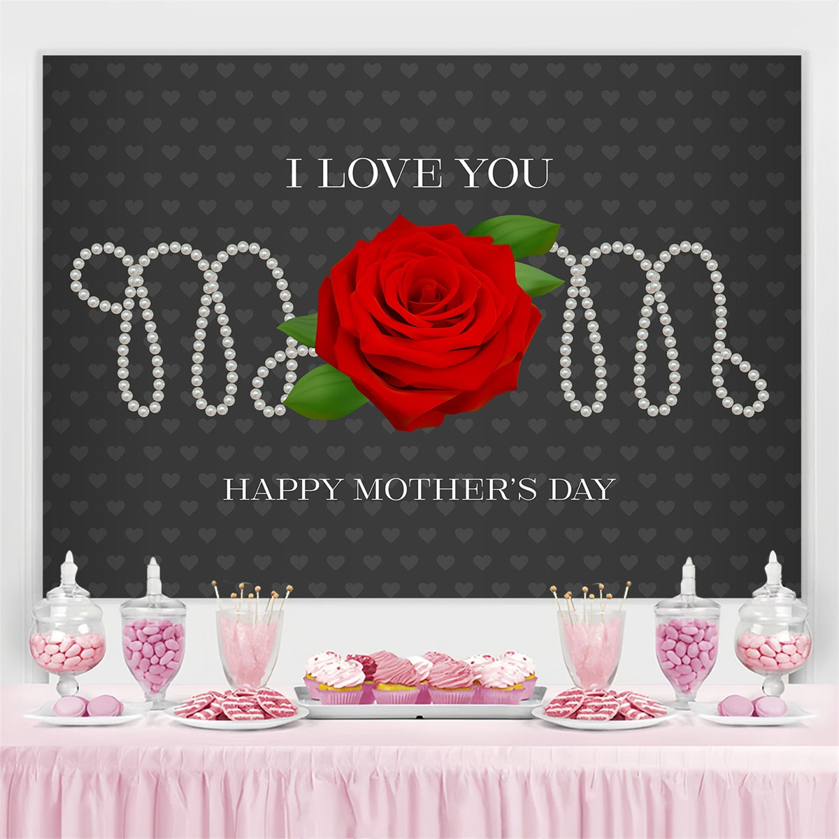 Mothers Day Photo Backdrop Red Rose Pearl Personalized Backdrop UK LXX3-80