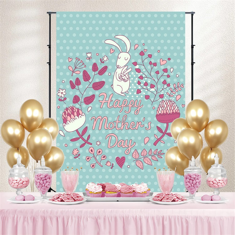 Backdrops For Mother's Day Serenity Floral Bunny Custom Backdrop UK LXX3-81
