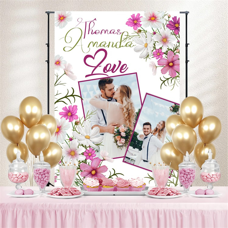 Custom Backdrop Wedding Sweet Floral Romantic Backdrop UK LXX4-104