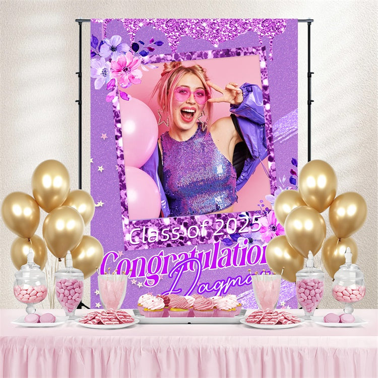 Graduated Backdrop Sparkling Purple Custom Graduation Party Backdrop UK LXX4-165