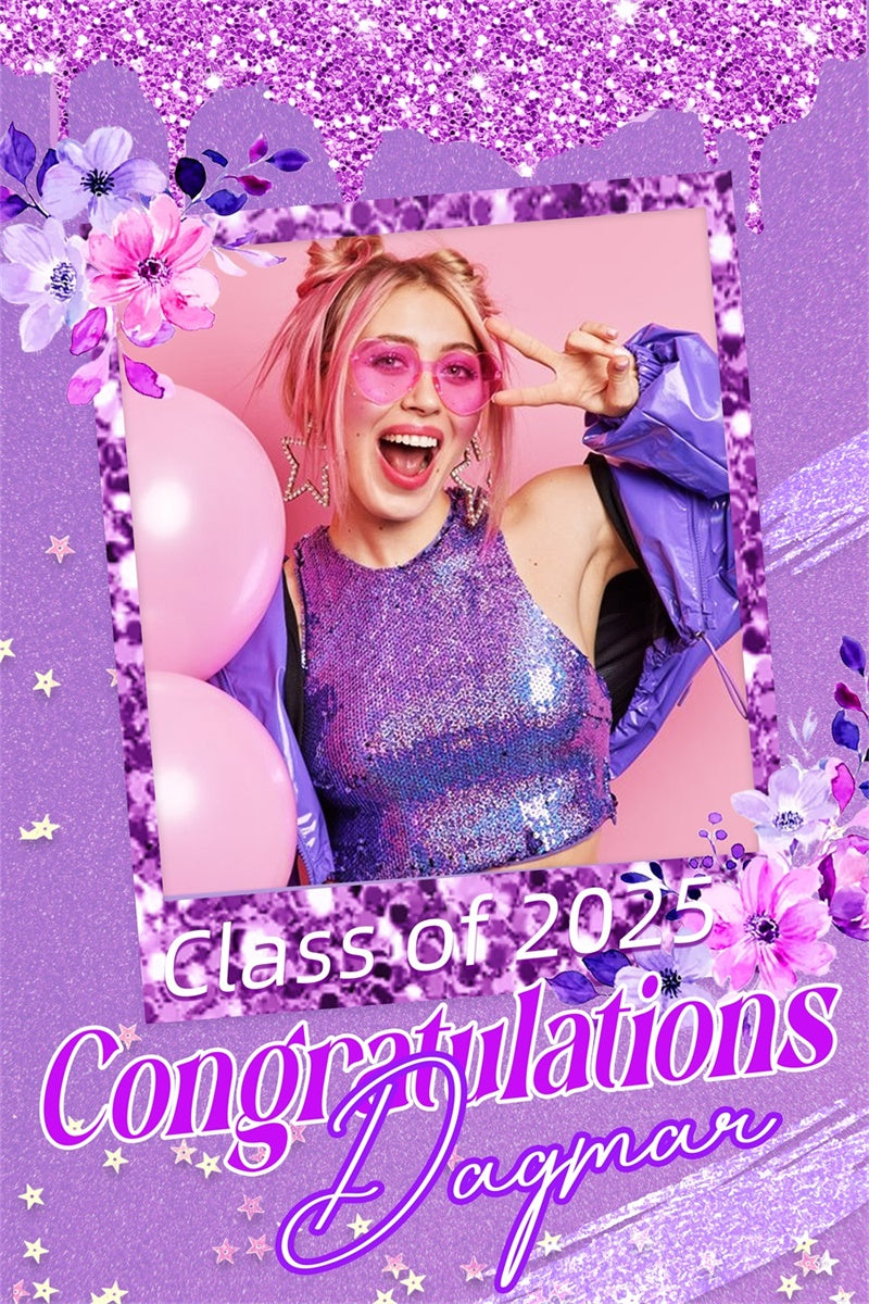 Graduated Backdrop Sparkling Purple Custom Graduation Party Backdrop UK LXX4-165