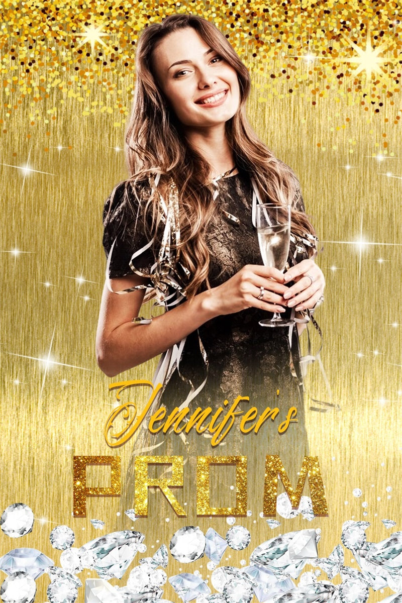 Prom 2025 Backdrop Shining Gold Luxury Graduation Party Backdrop UK LXX4-171