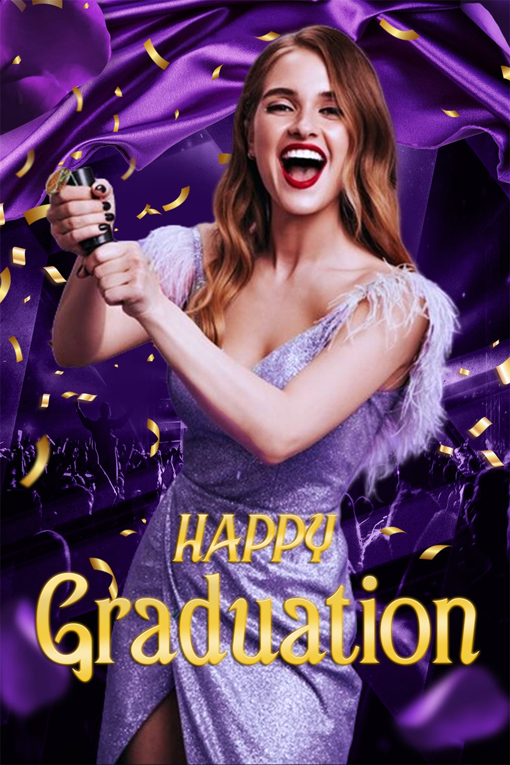 Custom Graduation Backdrops Purple Glam Night Graduation Party Backdrop UK LXX4-177