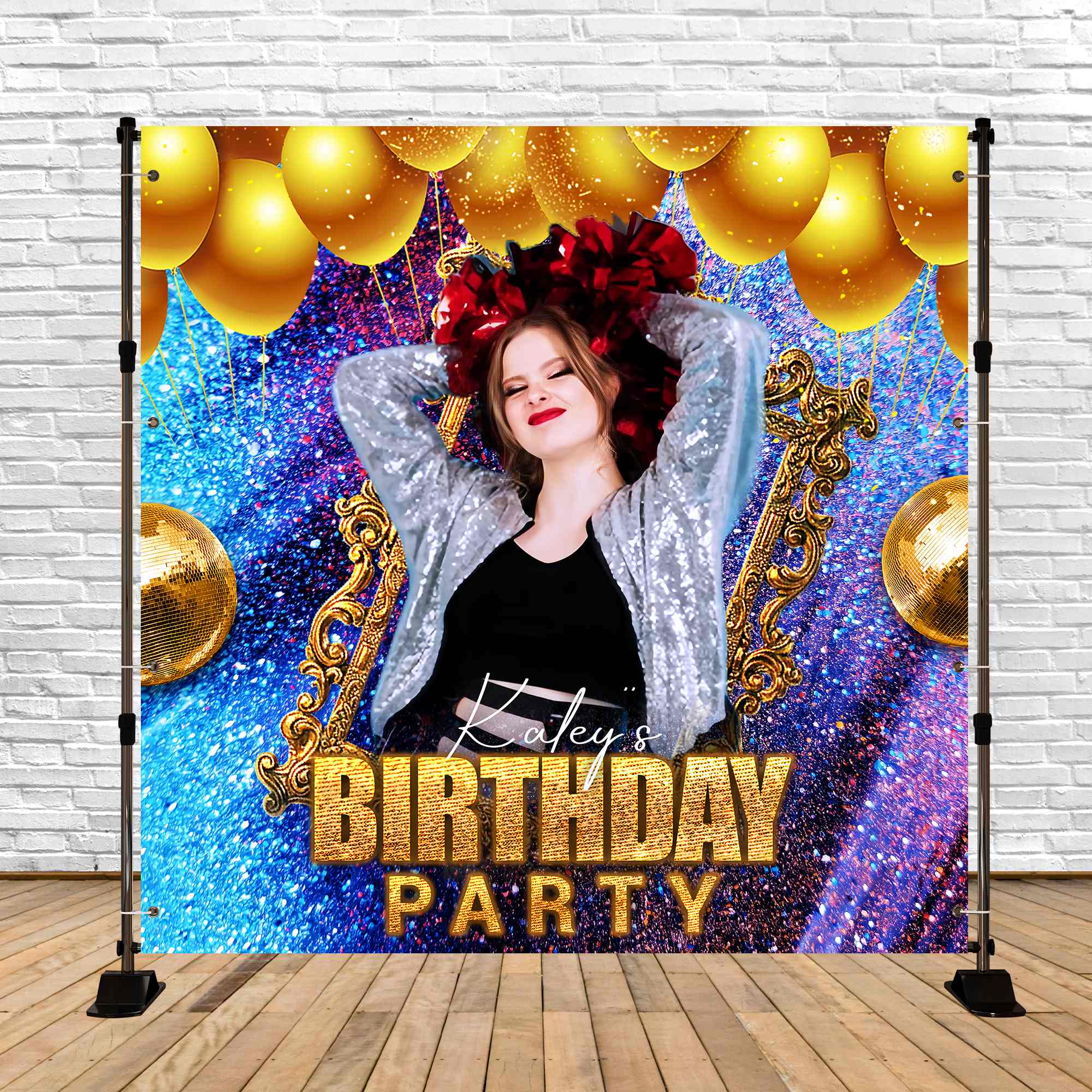Birthday Backdrop Ideas Glitter Balloon Frame Custom Backdrop UK LXX5-119