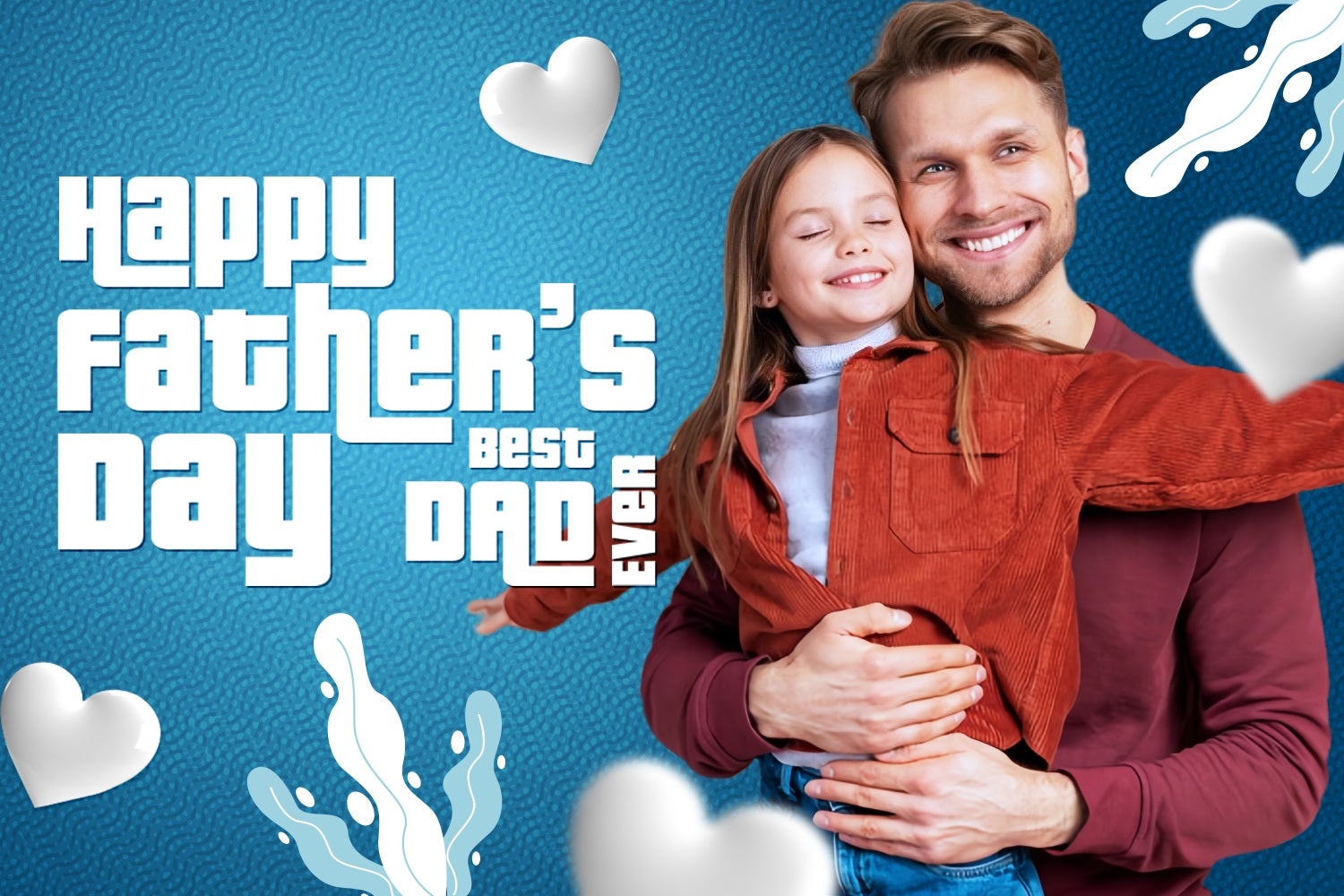 Fathers Day Backdrops Blue Heart Hug Custom Backdrop UK LXX5-12