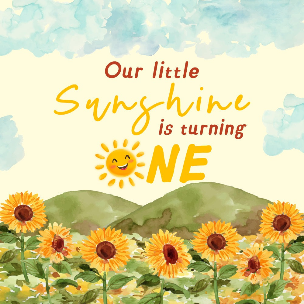 1st Birthday Backdrop Sunny Fields Sunflower Personalized Backdrop UK LXX5-129