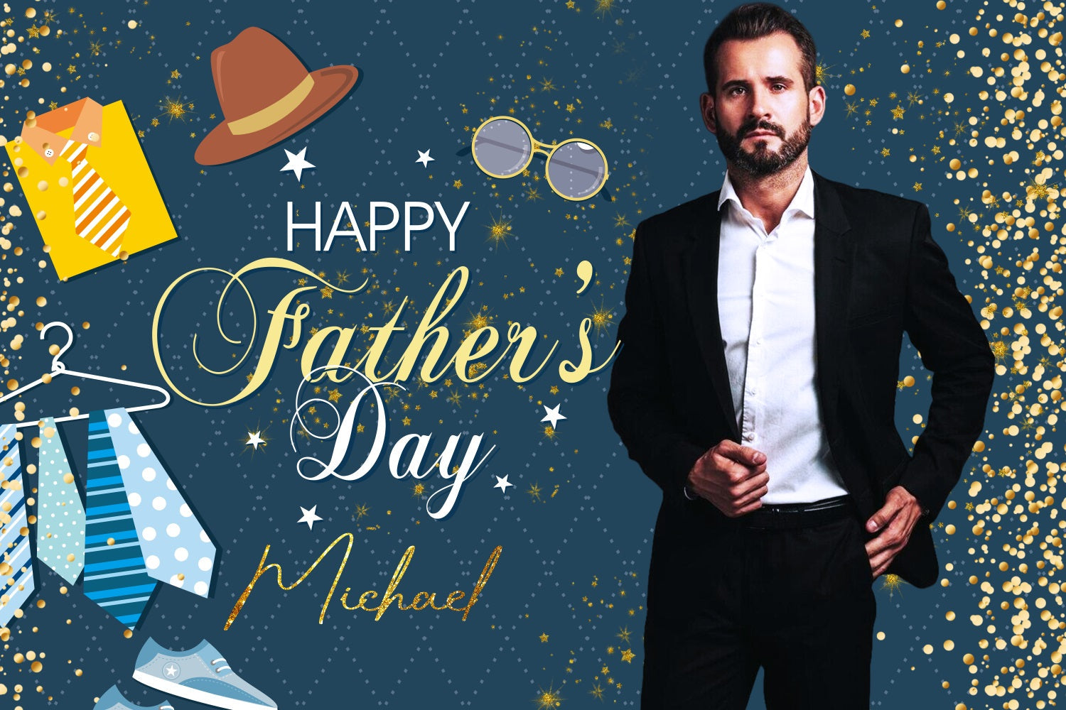 Father's Day Photo Backdrop Ideas Gold Sparkle Customized Backdrop UK LXX5-14