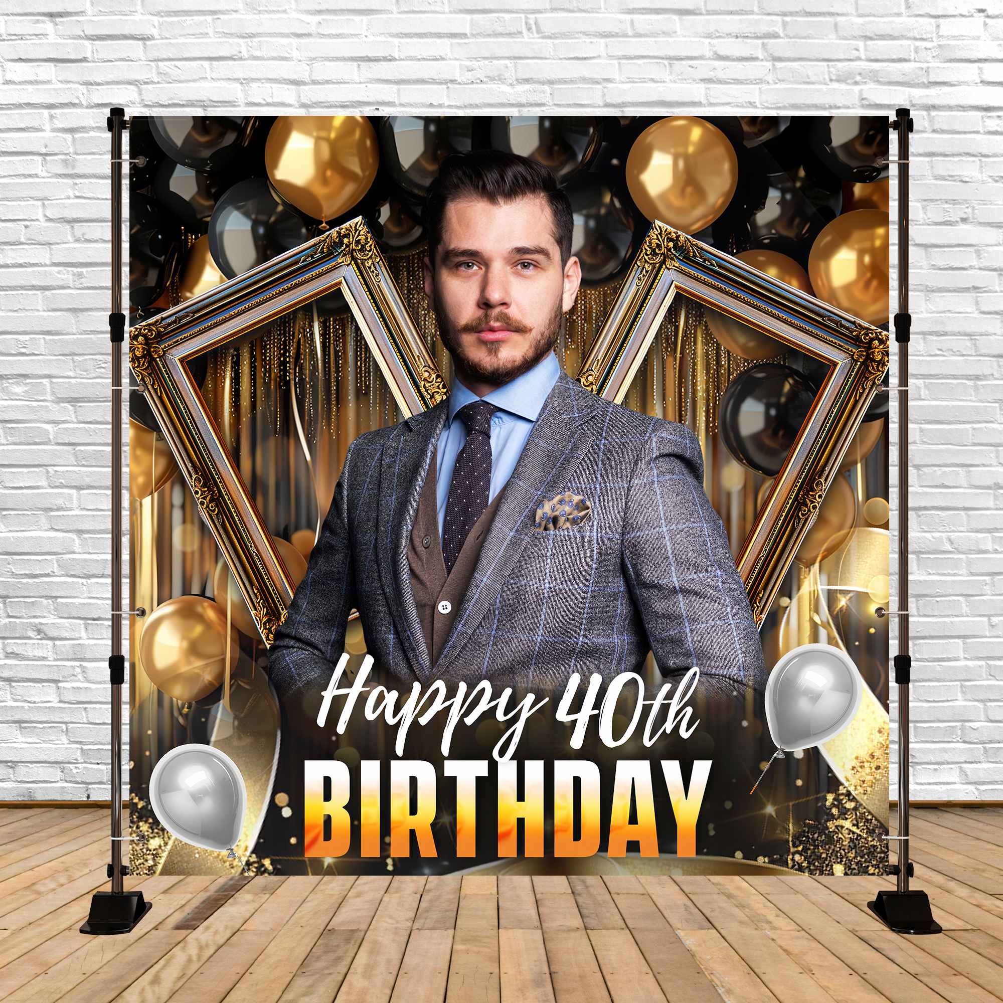 40th Birthday Backdrop Bash Balloon Custom Backdrop UK LXX5-149