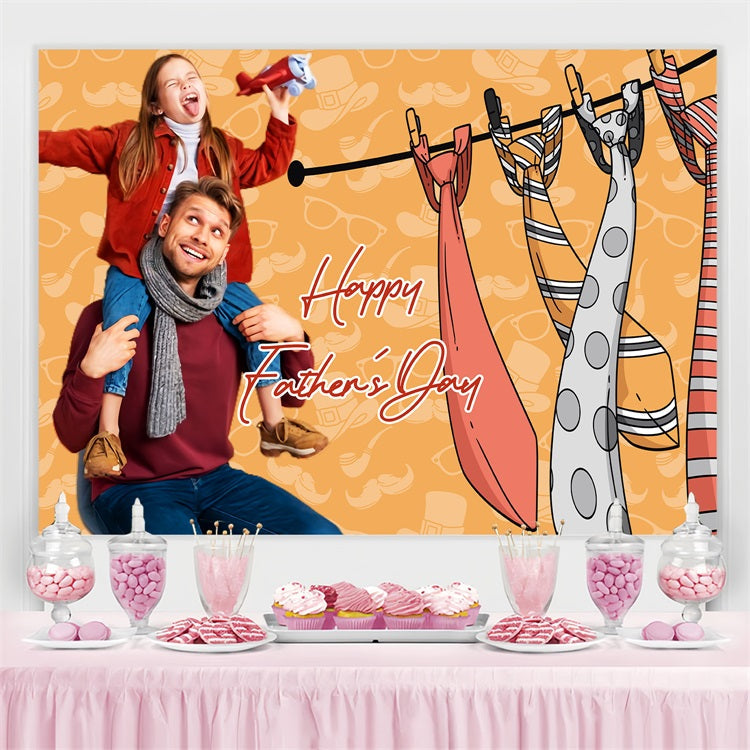Father's Day Backdrop Playful Cartoon Ties Personalised Backdrop UK LXX5-15