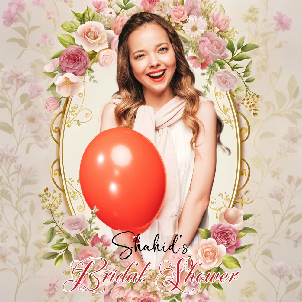Bridal Shower Backdrops Pastel Floral Frame Customized Backdrop UK LXX5-157