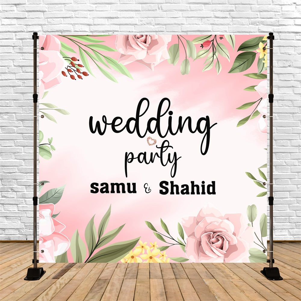 Wedding Photo Backdrop Romantic Pink Flower Custom Backdrop UK LXX5-158