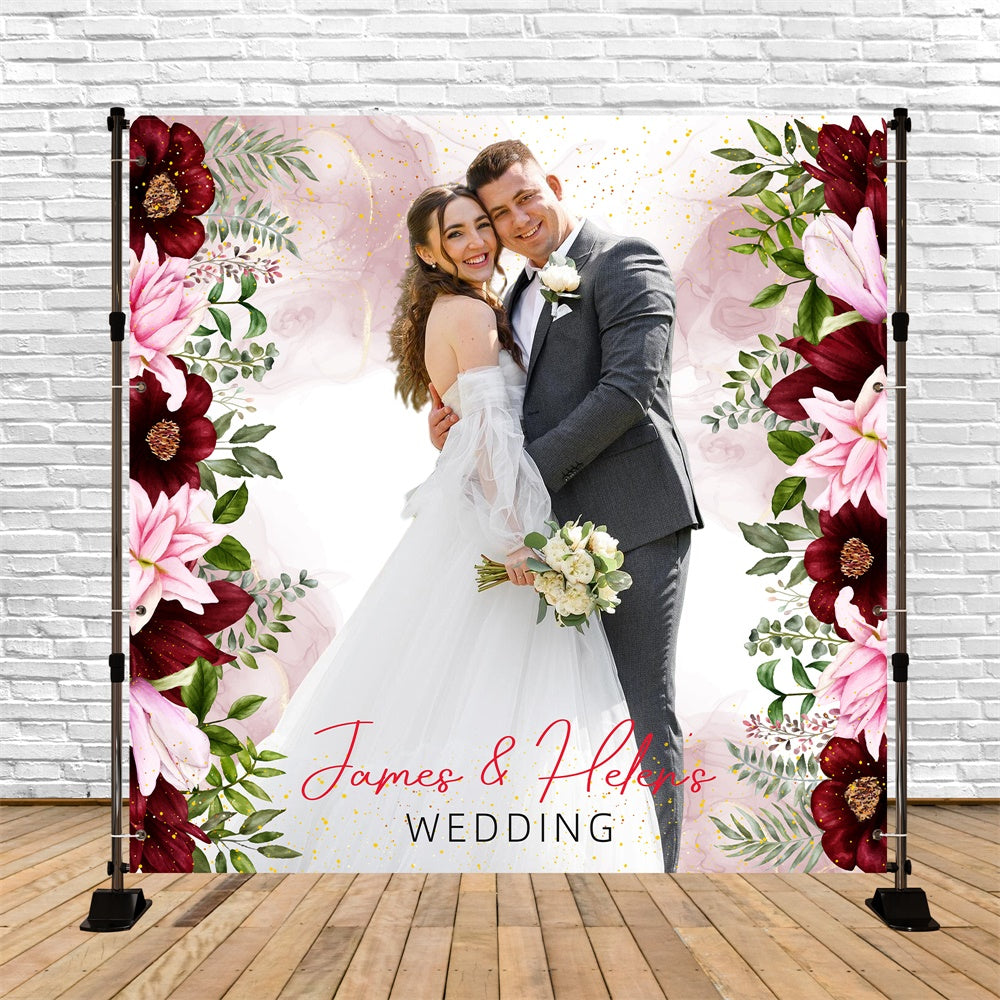 Wedding Backdrops Romantic Wine Red Bloom Personalized Backdrop UK LXX5-159