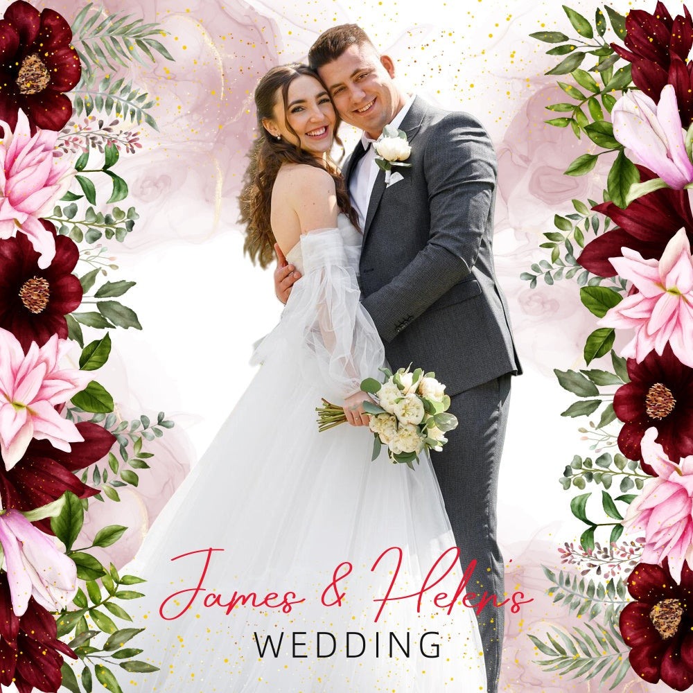 Wedding Backdrops Romantic Wine Red Bloom Personalized Backdrop UK LXX5-159