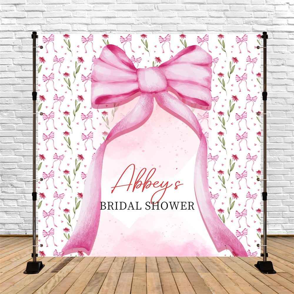 Bridal Shower Photo Backdrop Pink Bow Floral Customized Backdrop UK LXX5-160