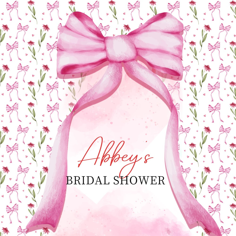 Bridal Shower Photo Backdrop Pink Bow Floral Customized Backdrop UK LXX5-160