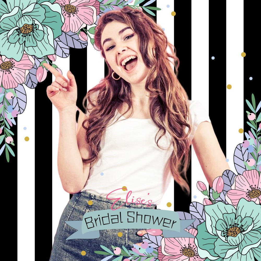 Bridal Shower Backdrops Bold Stripes Blooms Customized Backdrop UK LXX5-163