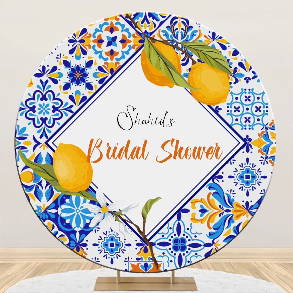 Bridal Shower Backdrop Rustic Lemon Custom Round Backdrop UK LXX5-166