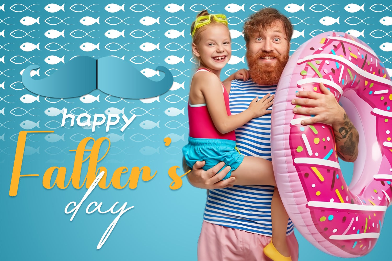 Fathers Day Backdrops Blue Sea Swim Custom Backdrop UK LXX5-17