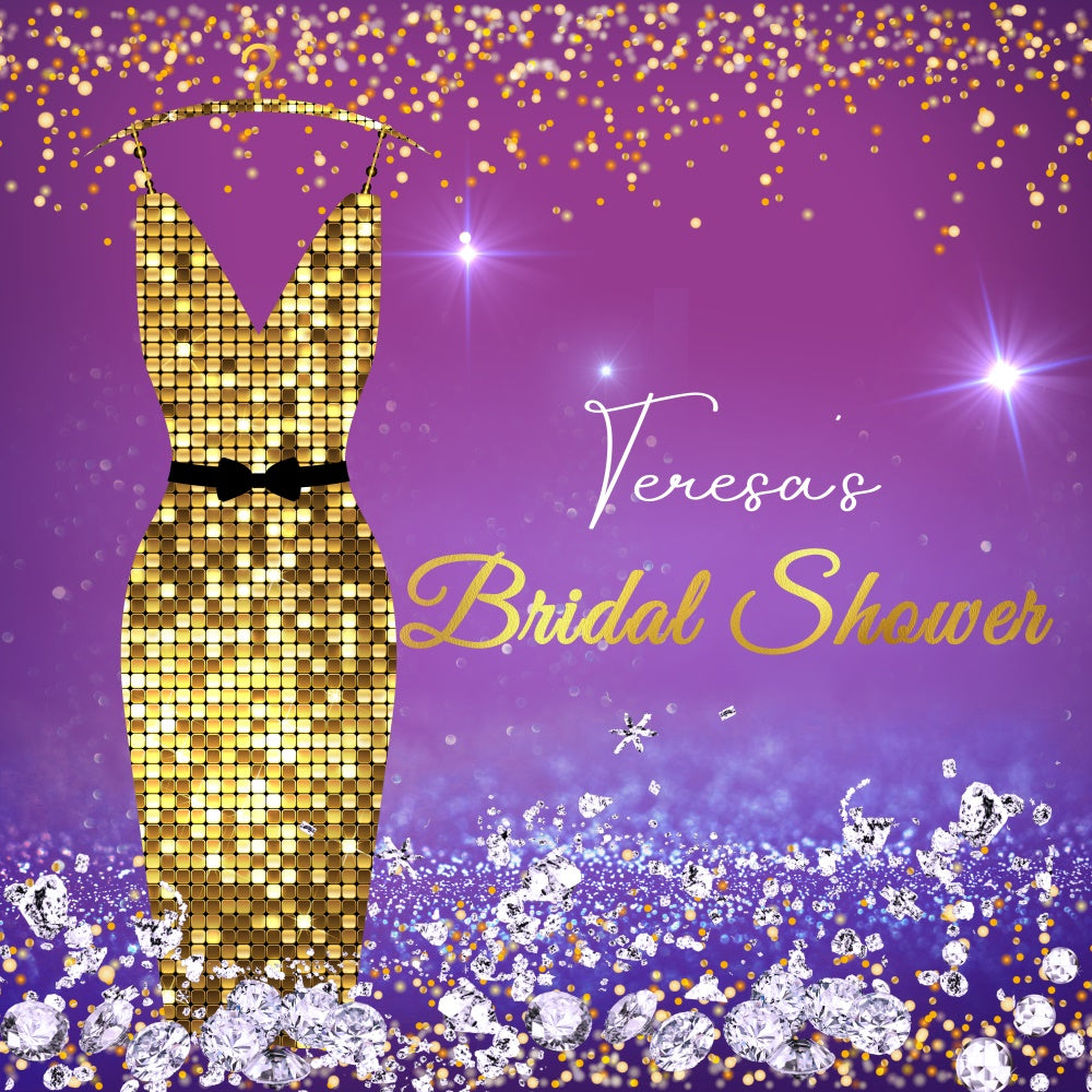 Bridal Shower Photo Backdrop Glam Gold Dress Custom Backdrop UK LXX5-180