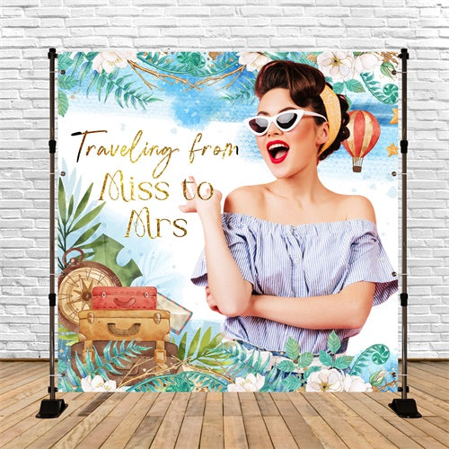 Bridal Shower Backdrop Retro Vacation Themed Customized Backdrop UK LXX5-182