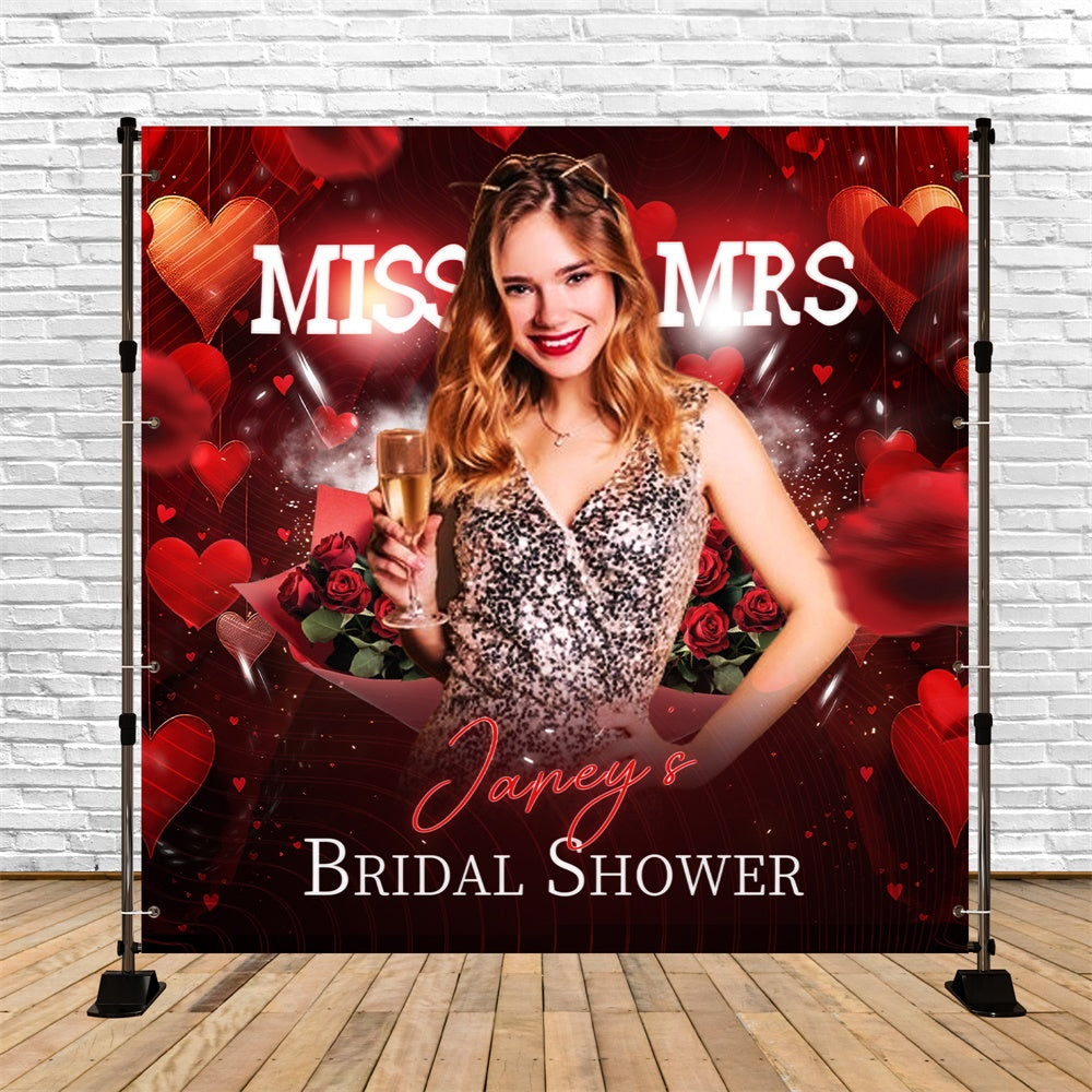 Bridal Shower Photo Backdrop Romantic Red Rose Custom Backdrop UK LXX5-183