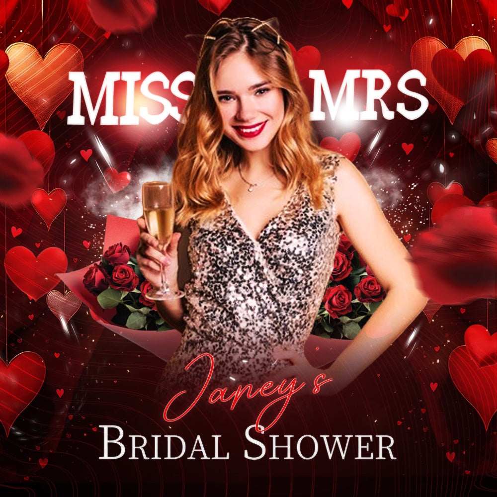 Bridal Shower Photo Backdrop Romantic Red Rose Custom Backdrop UK LXX5-183