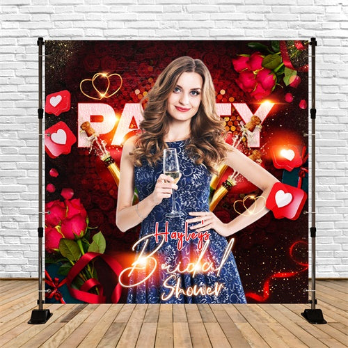 Bridal Shower Backdrops Red Roses Celebration Custom Backdrop UK LXX5-184
